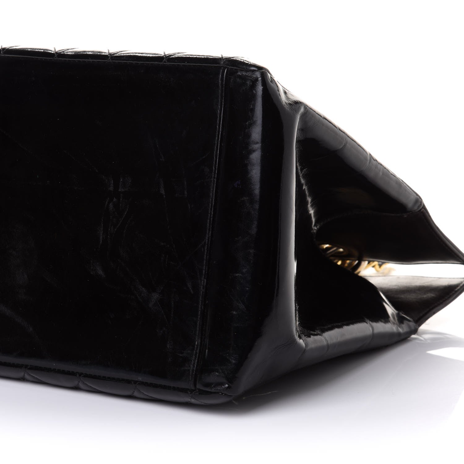 Chanel Patent Quilted Grand Shopping Tote GST Black 6 of 10