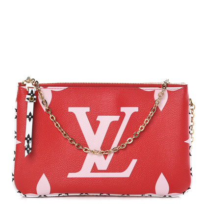 Louis Vuitton Monogram Giant Double Zip Pochette Rouge 1 of 8