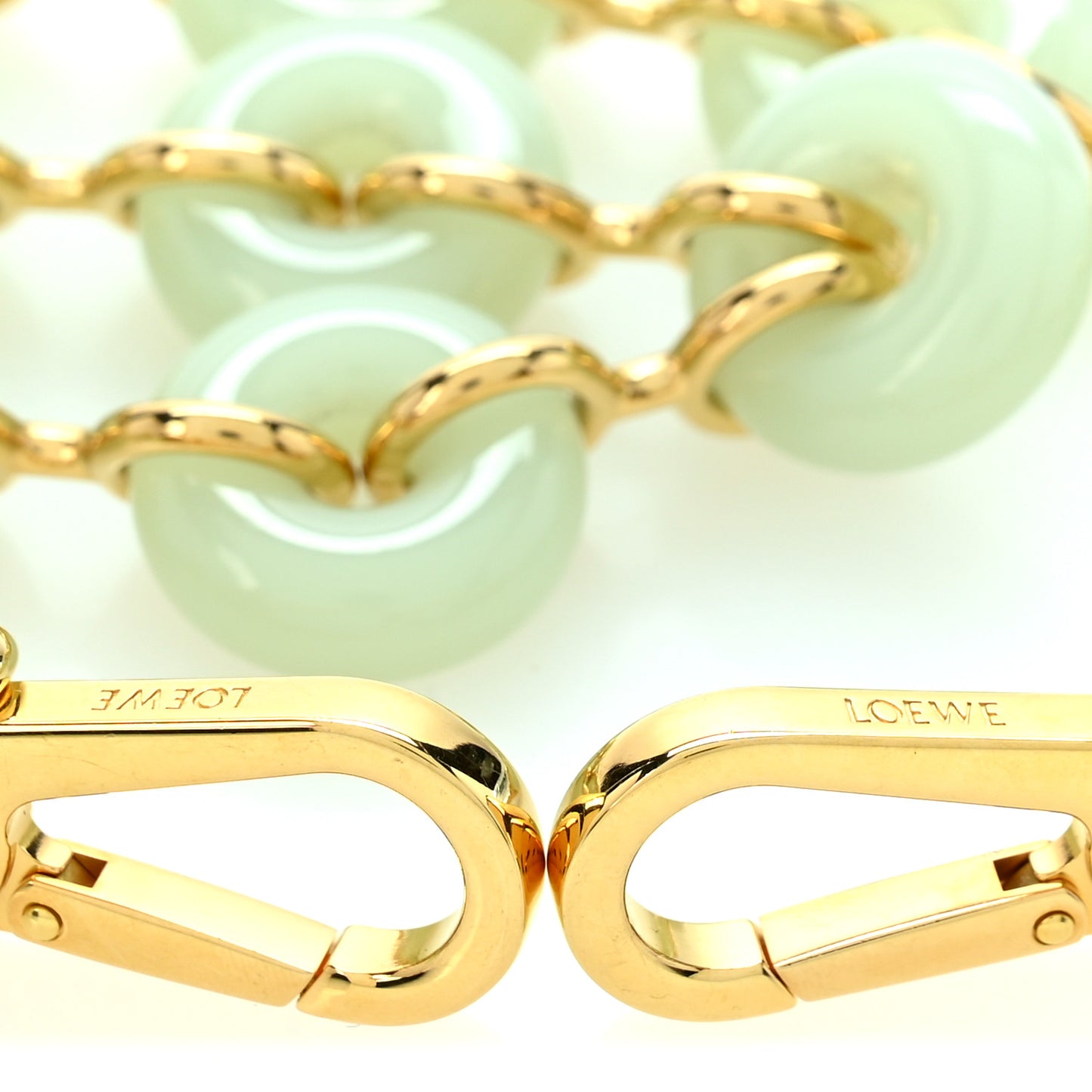 Brass Donut Chain Shoulder Strap Light Green