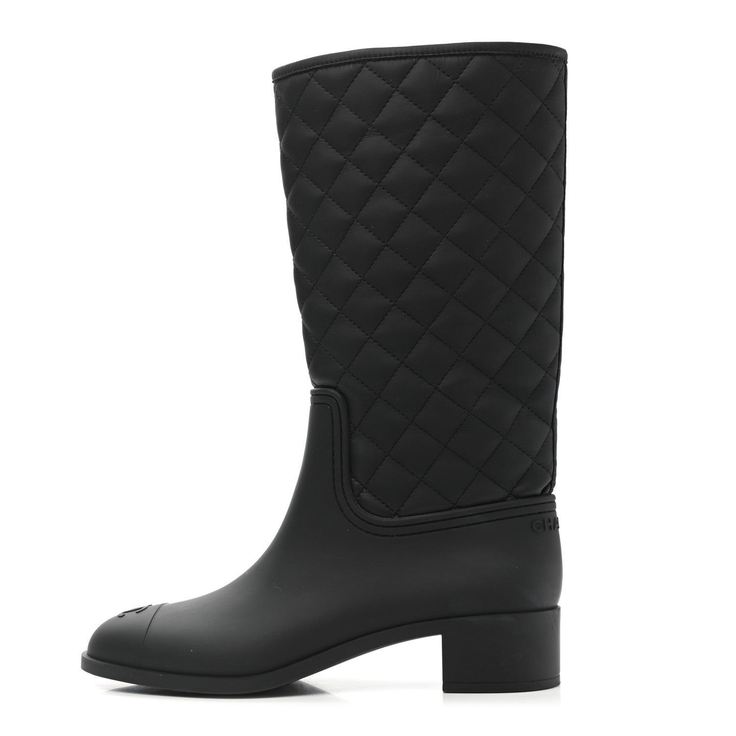 Chanel Rubber Quilted Rain Boots 41 Black 1 of 13