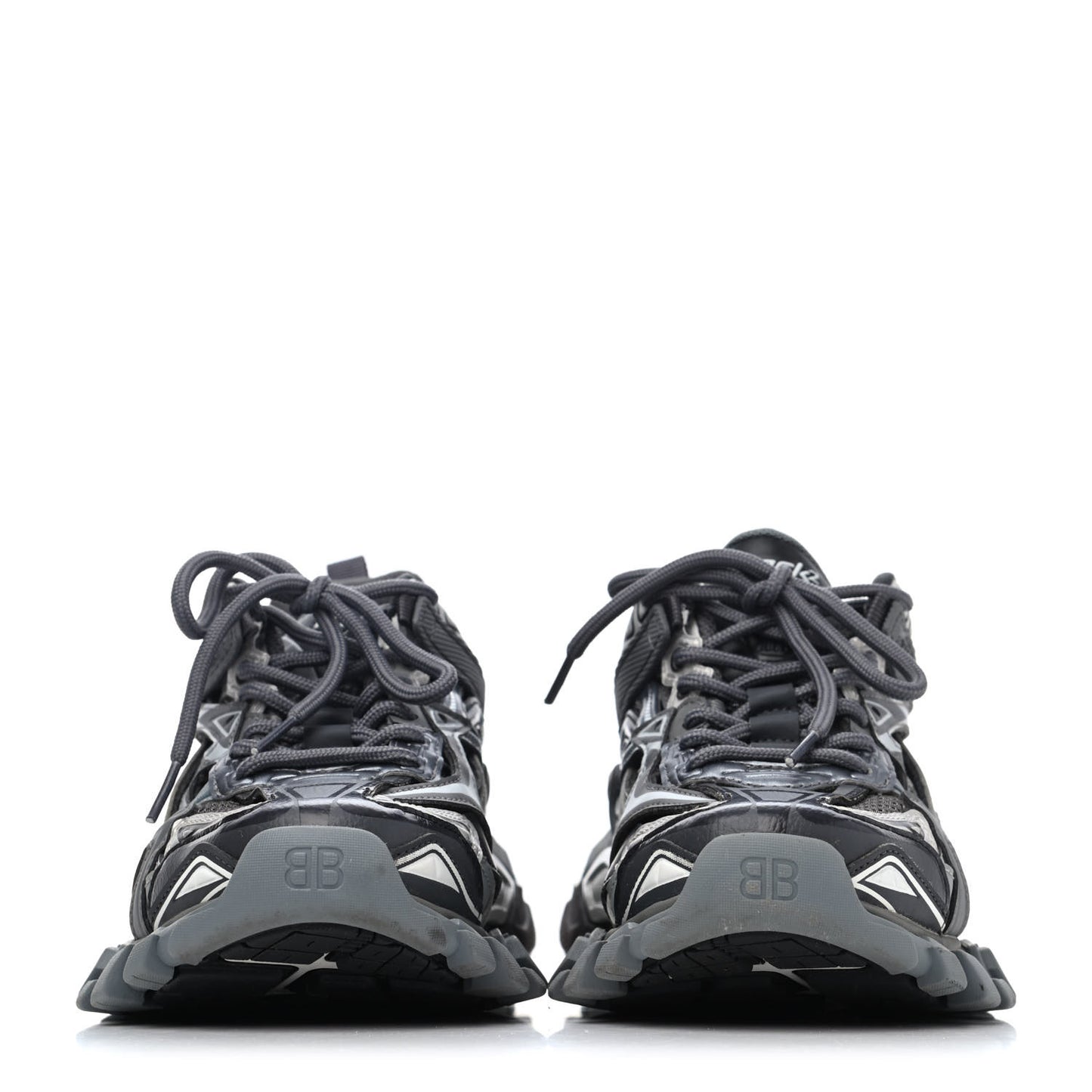 Rubber Mesh Bi-Color Womens Track.2 Open Sneakers 36 Grey Black