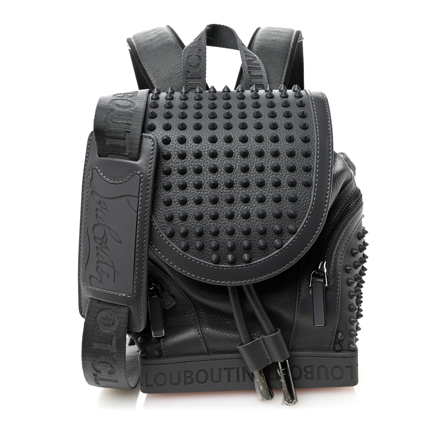 Christian Louboutin Calfskin Spiked Small Explorafunk Backpack Charbon 1 of 10