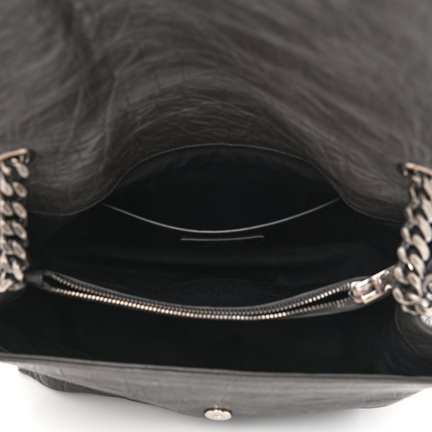 Calfskin Crocodile Embossed Small West Hollywood Monogram Fold-Over Black