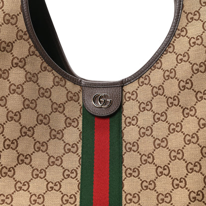 Gucci GG Monogram Web Large Giglio Tote Beige Brown 8 of 11