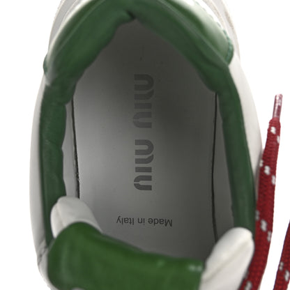 Miu Miu Calfskin Womens Low Top Sneakers 36.5 White Green 7 of 11