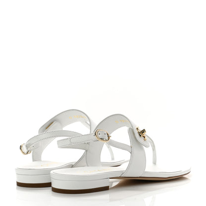 Chanel Lambskin CC Thong Sandals 38 White 4 of 8