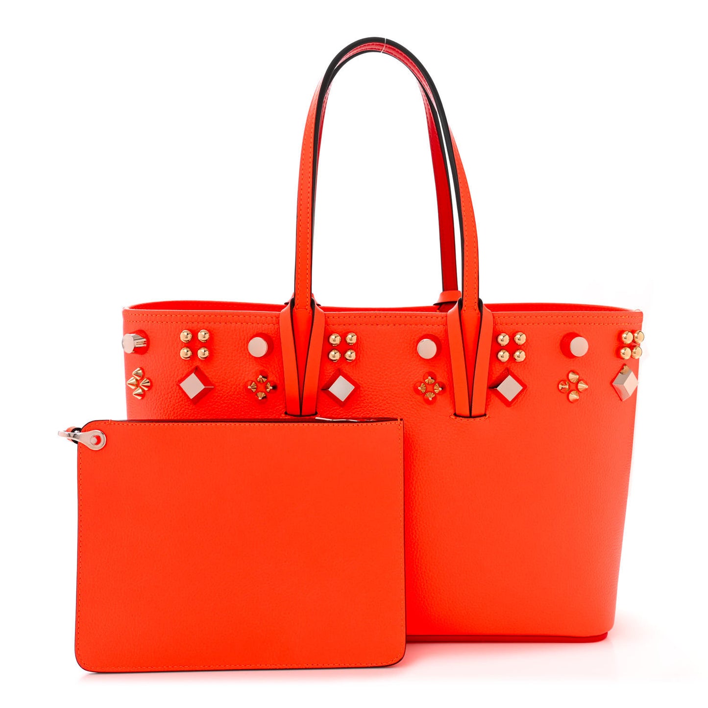 Calfskin Empire Spike Studded East West Cabata Tote Sunrise Multicolor