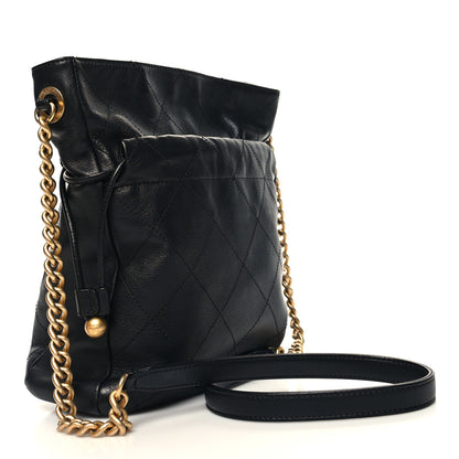 Chanel Calfskin Quilted Drawstring Bucket Bag Black 2 of 10