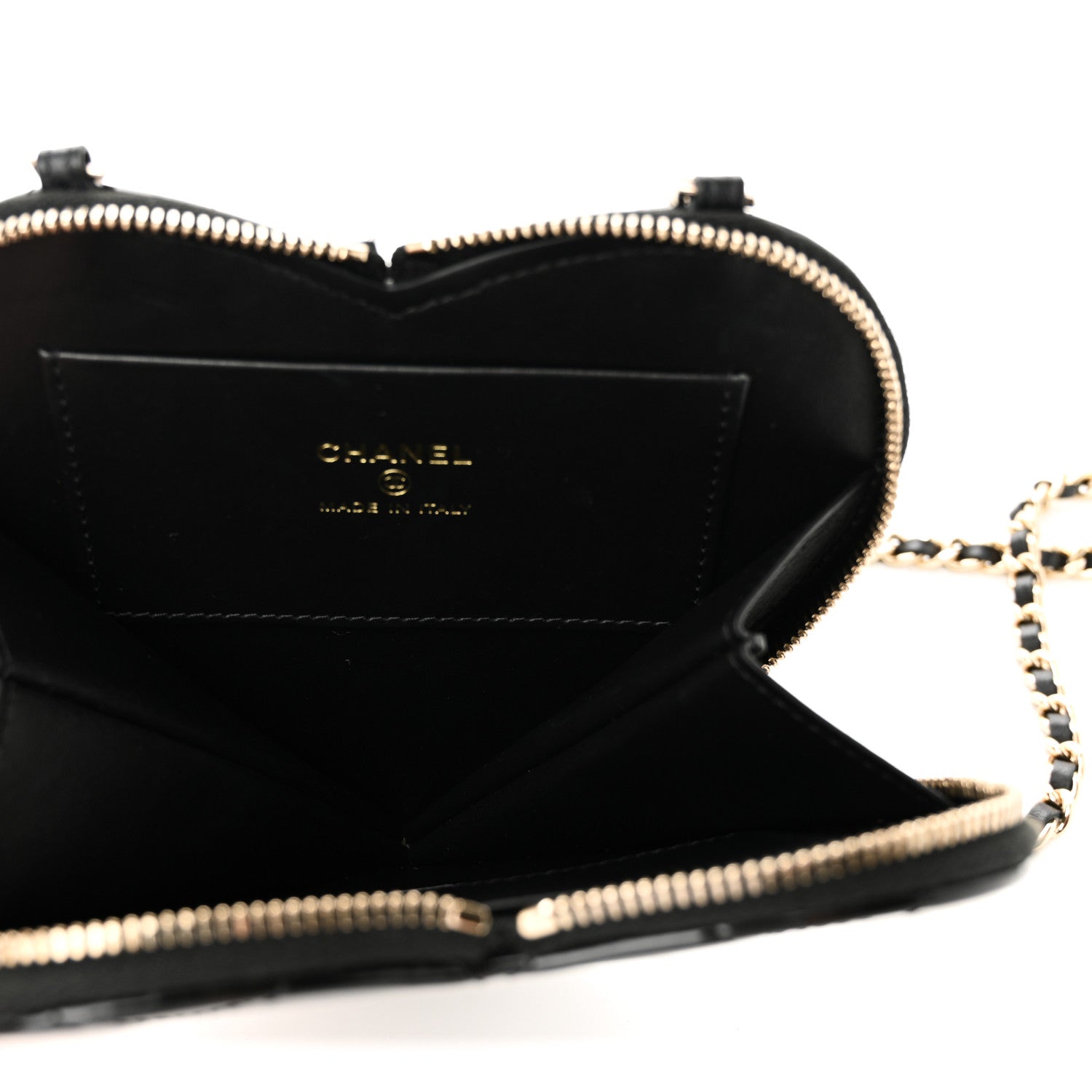 Chanel Patent Calfskin Resin Quilted CC Heart Clutch With Chain Black 9 of 17