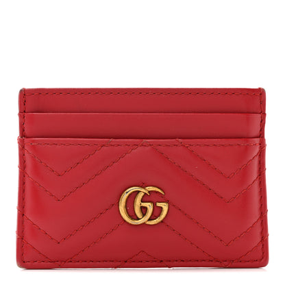 Gucci Calfskin Matelasse GG Marmont Card Holder Hibiscus Red 1 of 10