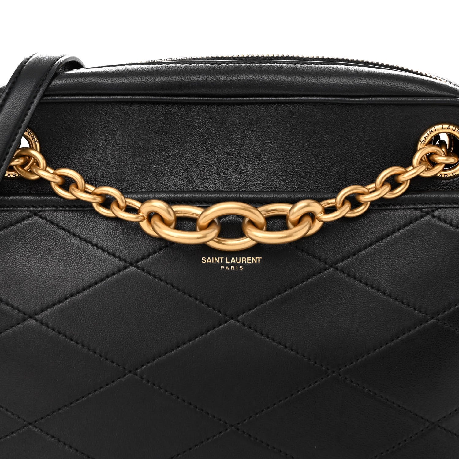 Saint Laurent Lambskin Quilted Le Maillon Chain Strap Crossbody Black 8 of 12