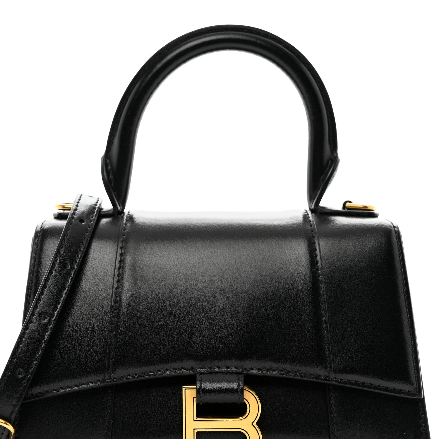 Balenciaga Shiny Box Calfskin Hourglass Top Handle Bag XS Black 5 of 11