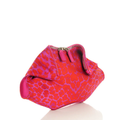 Alexander McQueen Silk Leopard Print Manta Clutch Flame Bougainvillea 3 of 7