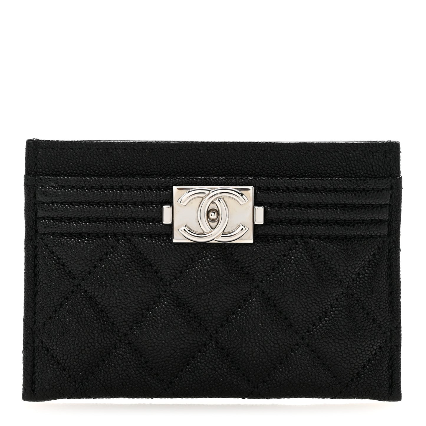 Caviar Quilted Boy Card Holder Black