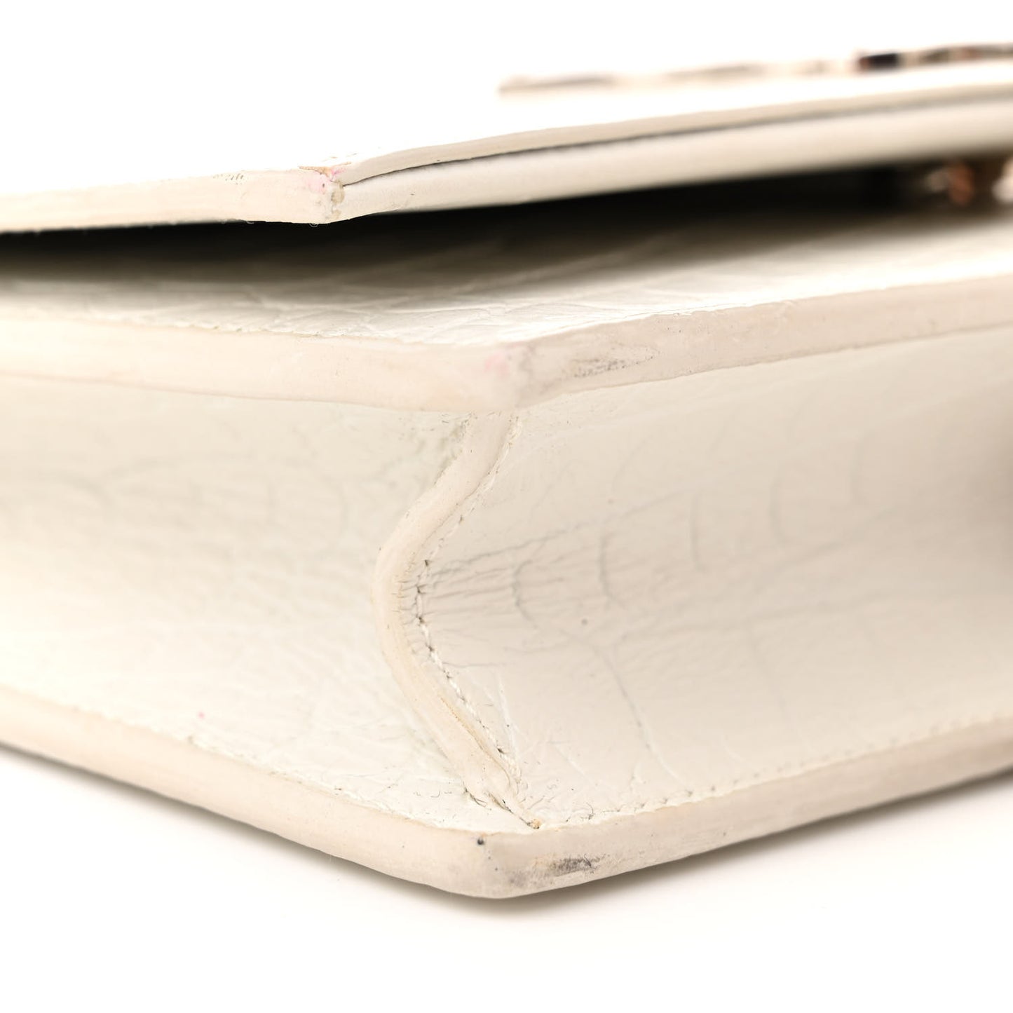 Calfskin Crocodile Embossed Kate Monogram Tassel Chain Wallet Crema Soft