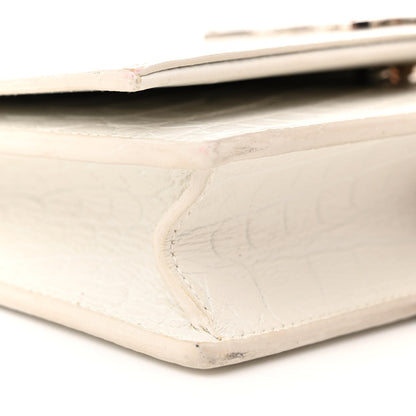 Saint Laurent Calfskin Crocodile Embossed Kate Monogram Tassel Chain Wallet Crema Soft 9 of 11
