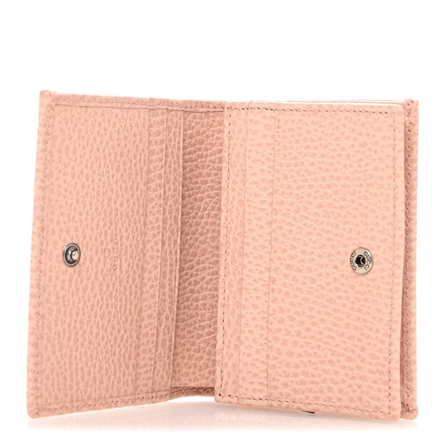 Dollar Calfskin Enamel Monochrome GG Marmont Card Case Perfect Pink
