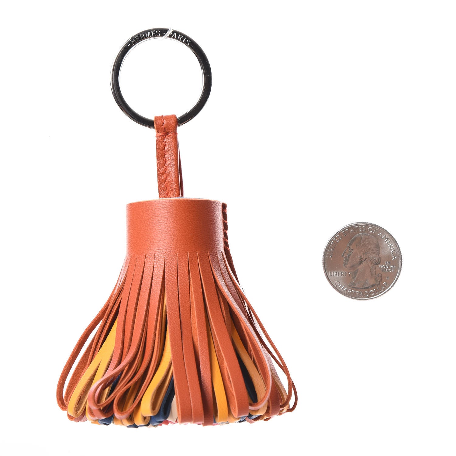 Hermes Lambskin Carmen Tassel Key Holder Cornaline Jaune D'Or Bleu Orange Pale Rose Rouge 2 of 4