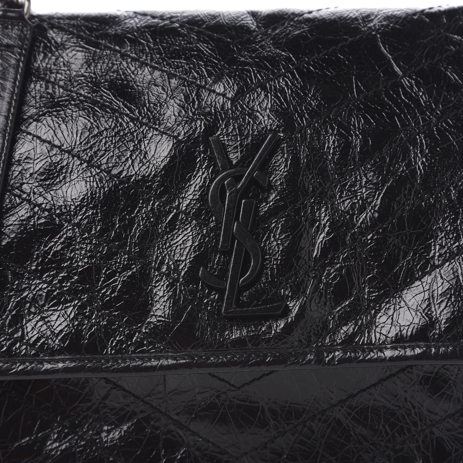 Saint Laurent Crinkled Calfskin Matelasse Monogram Medium Niki Chain Satchel Black 9 of 9