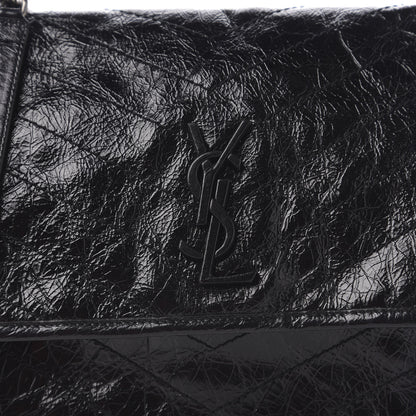 Saint Laurent Crinkled Calfskin Matelasse Monogram Medium Niki Chain Satchel Black 9 of 9