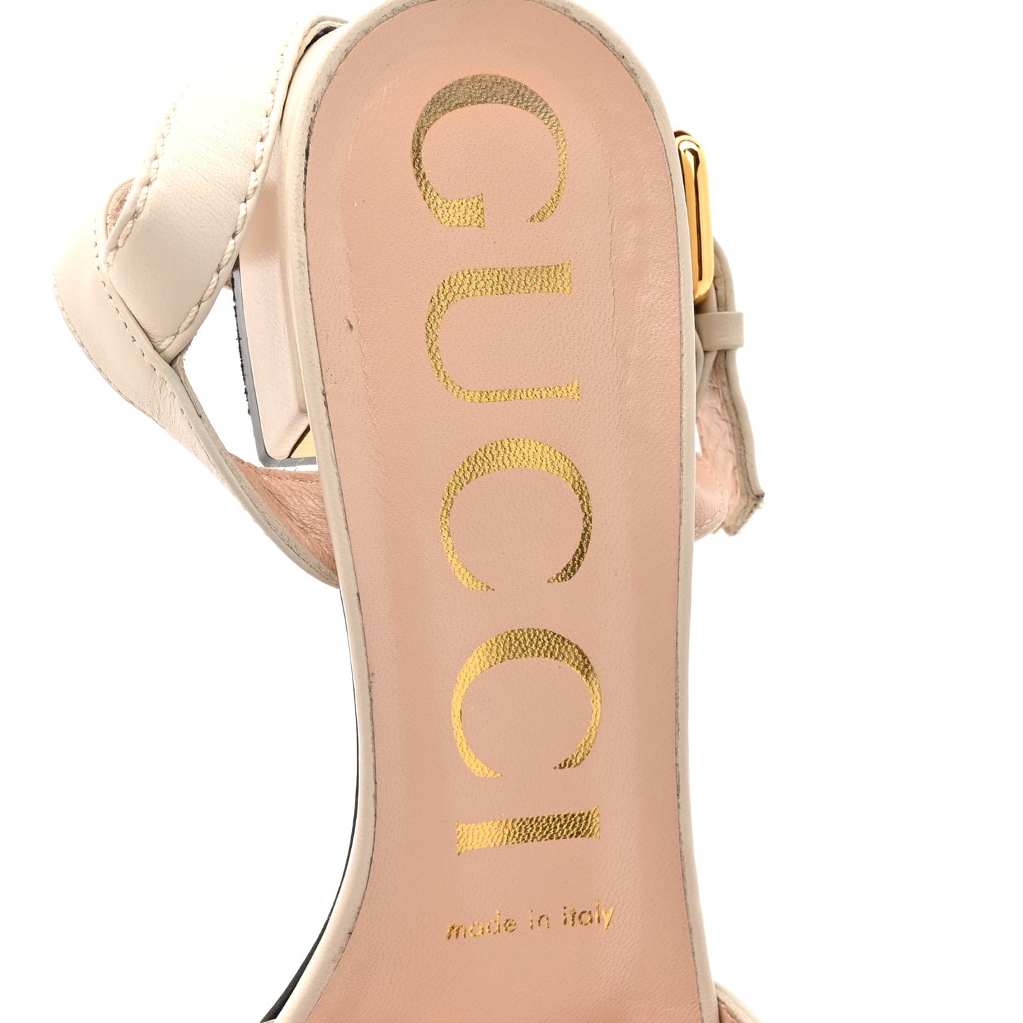 Nappa Charlotte Horsebit Block Heel 45mm Sandals 37 Mystic White