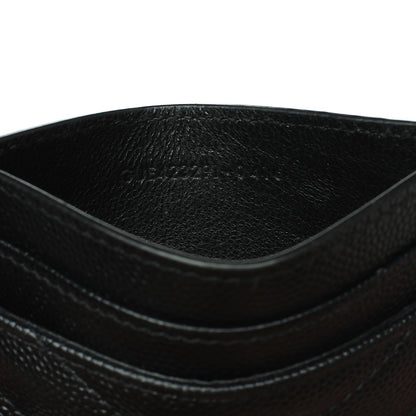 Saint Laurent Grain De Poudre Matelasse Chevron Monogram Credit Card Case Black 6 of 7