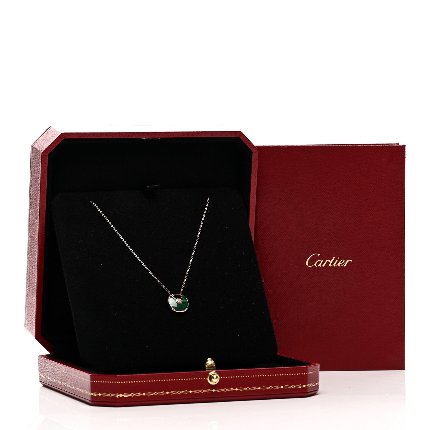 18K Pink Gold Diamond Malachite XS Amulette de Cartier Pendant Necklace