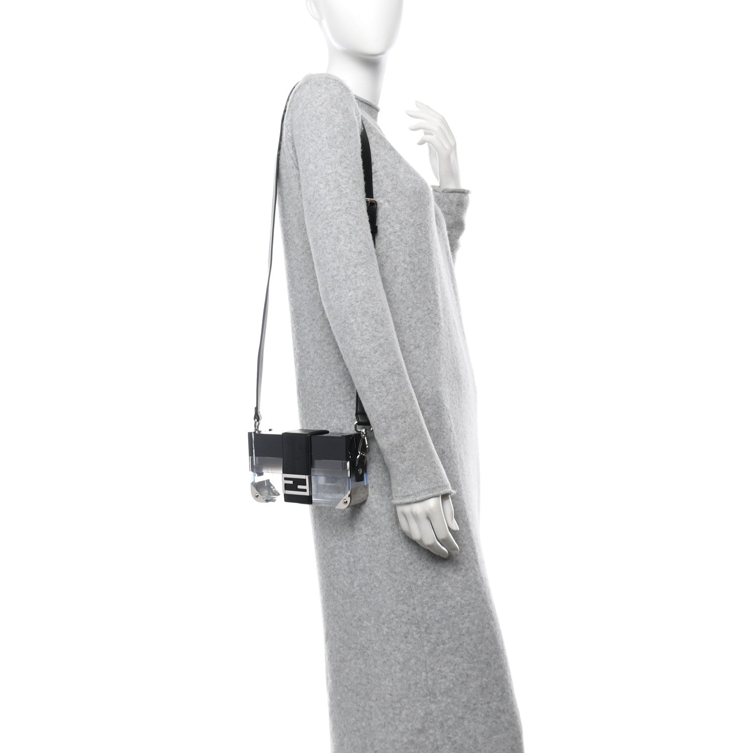 Fendi Plexiglass Vitello Mini Baguette Trunk Black Transparent 2 of 11