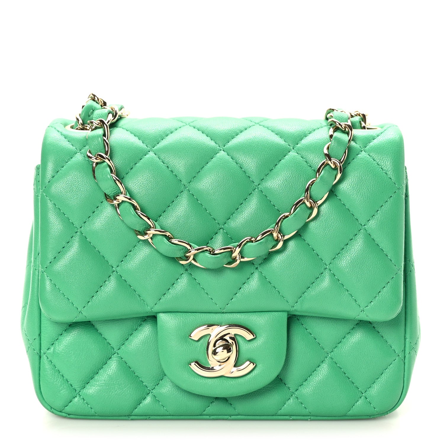 Chanel Lambskin Quilted Mini Square Flap Green 1 of 9