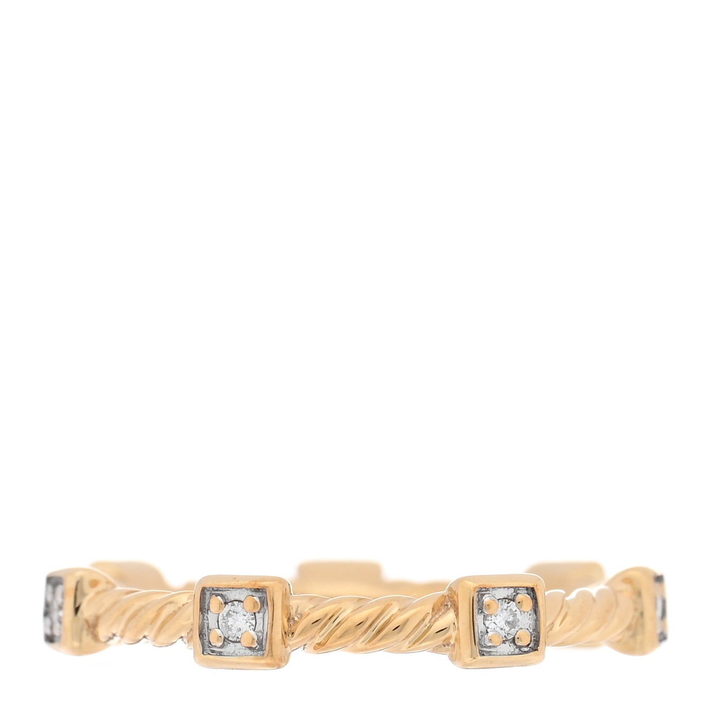 18K Yellow Gold Diamond Cable Collectibles Stack Ring 49 4.75