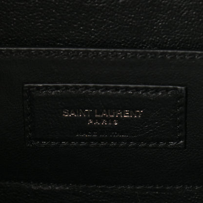 Saint Laurent Calfskin Crocodile Embossed Monogram Small Kate Slide Chain Crossbody Box Bag Black 6 of 10