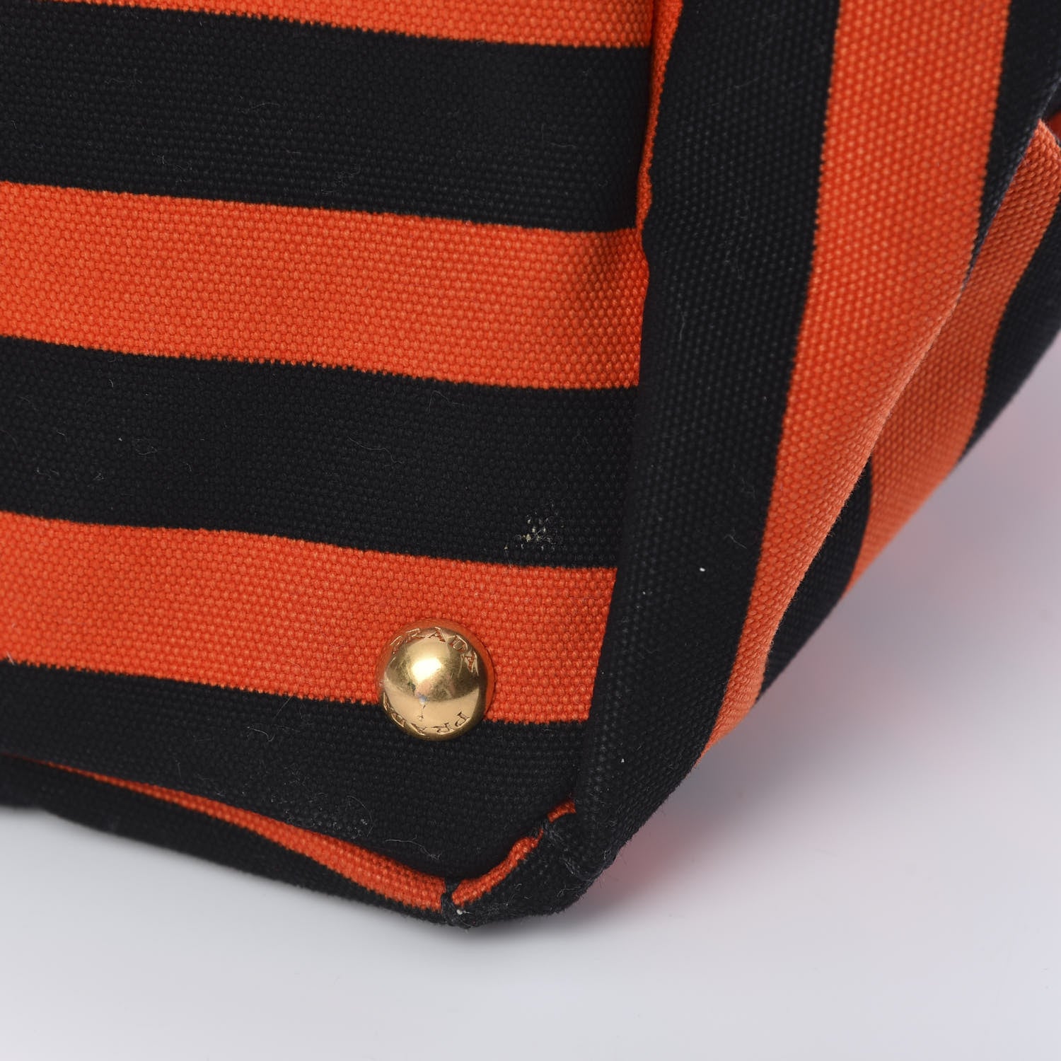 Prada Canapa Striped Tote Arancio 10 of 10