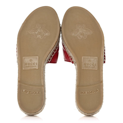 Gucci Nappa Matelasse GG Marmont Espadrille Slide Sandals 35 Hibiscus Red 5 of 10