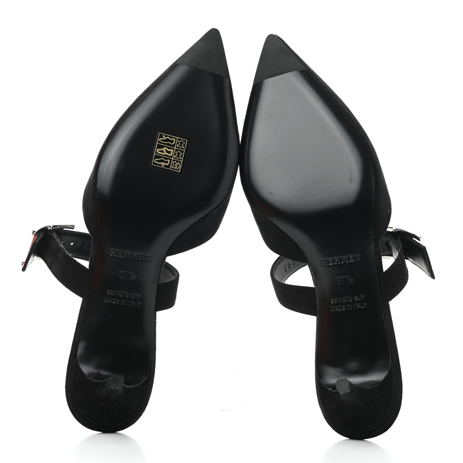 Hermes Suede Goatskin Blink Mules 37.5 Black 5 of 8