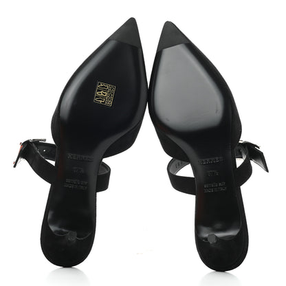 Hermes Suede Goatskin Blink Mules 37.5 Black 5 of 8