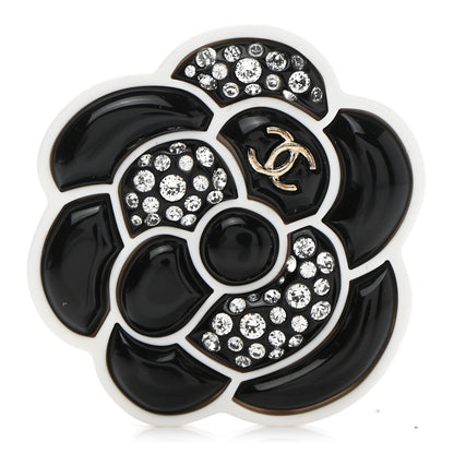 Chanel Enamel Crystal CC Camellia Brooch Pin Black Silver Gold 1 of 5