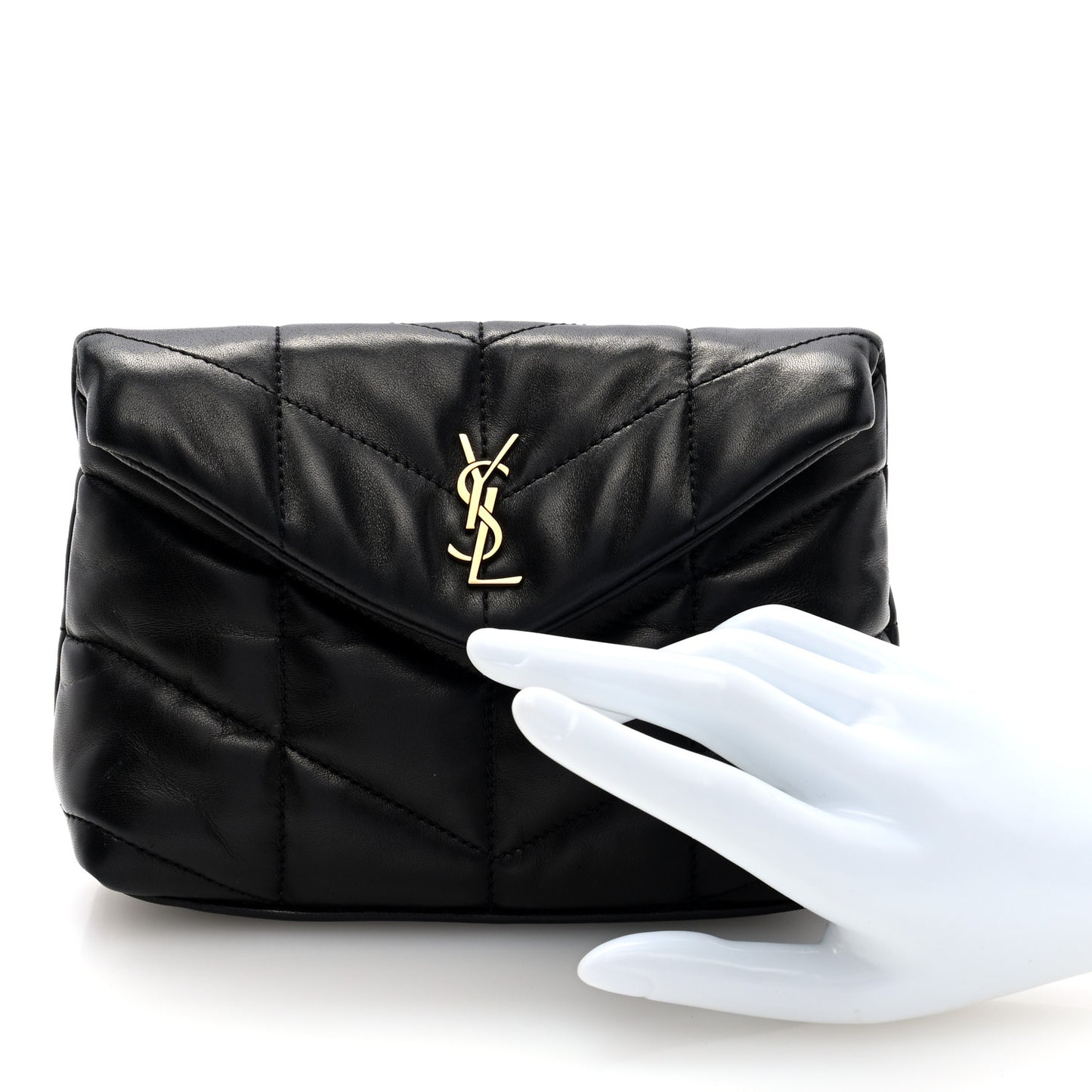 Lambskin Monogram Loulou Puffer Pouch Clutch Black