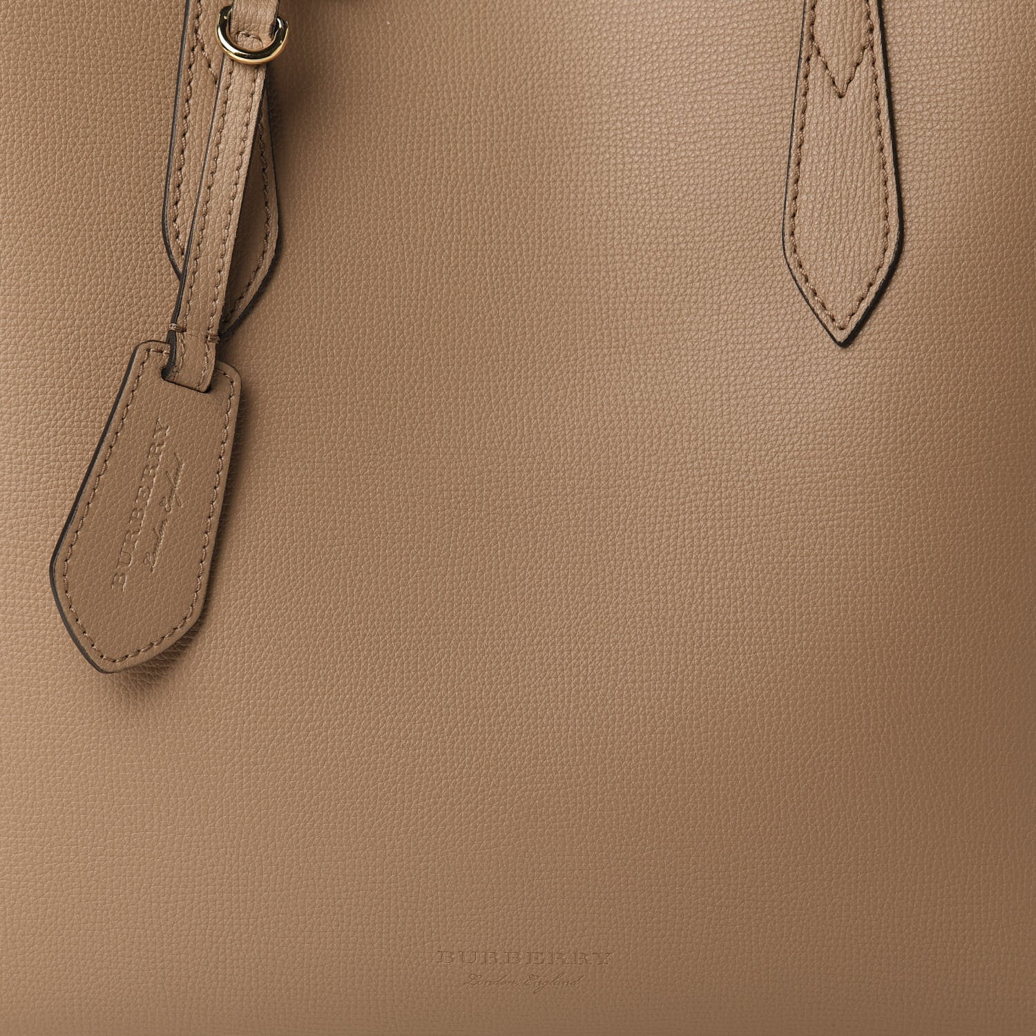 Burberry Grainy Calfskin Haymarket Check Medium Reversible Tote Camel 15 of 15