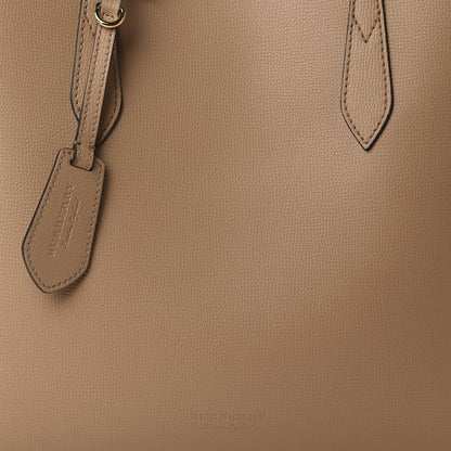 Burberry Grainy Calfskin Haymarket Check Medium Reversible Tote Camel 15 of 15