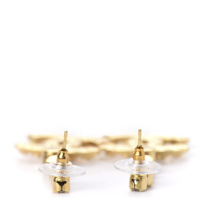 Chanel CC Crystal Drop Earrings Gold 3 of 5