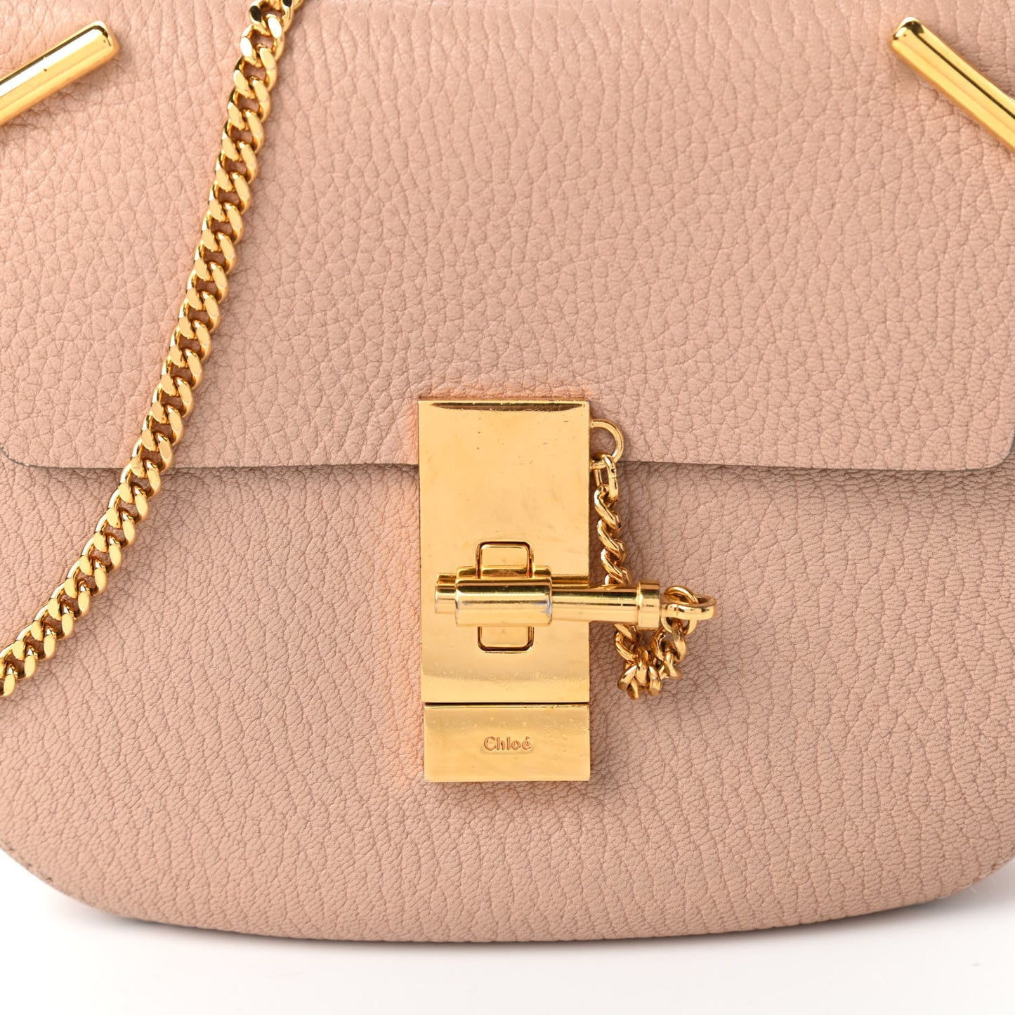 Grained Lambskin Mini Drew Shoulder Bag Cement Pink