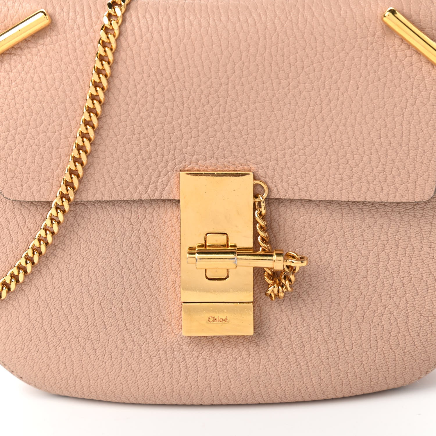 Chloe Grained Lambskin Mini Drew Shoulder Bag Cement Pink 10 of 10