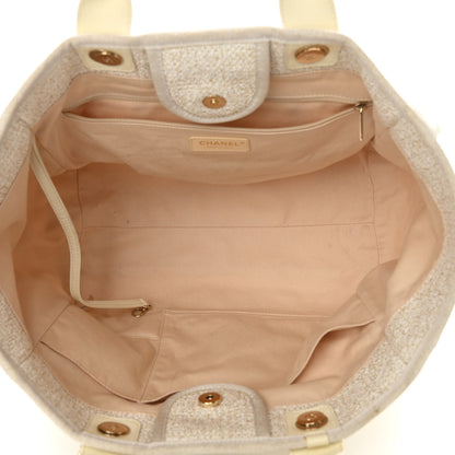 Chanel Lurex Boucle Large Deauville Tote White 4 of 13