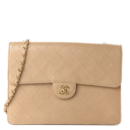 Chanel Lambskin Quilted Maxi Single Flap Beige 1 of 15