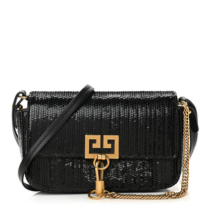 Givenchy Calfskin Snakeskin Effect Charm Shoulder Bag Black 1 of 10