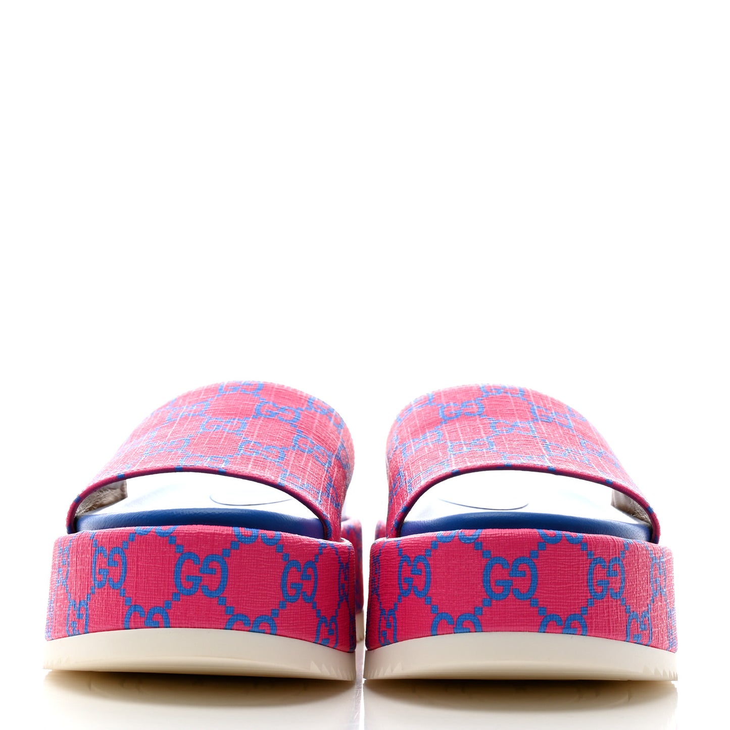 GG Supreme Joy Monogram Angelina Platform Slide Sandals 35.5 Fuxia Blue