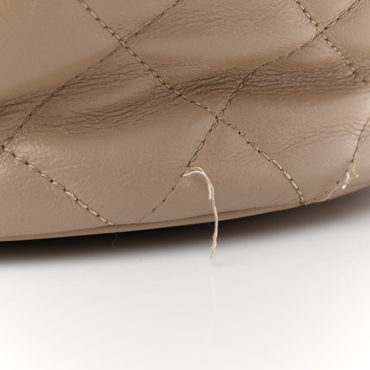 Calfskin Quilted Bucket Shoulder Bag Beige