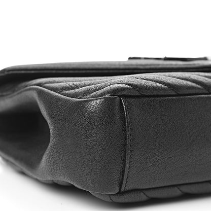 Saint Laurent Sheepskin Matelasse Chevron Monogram Medium College Bag Black 8 of 12