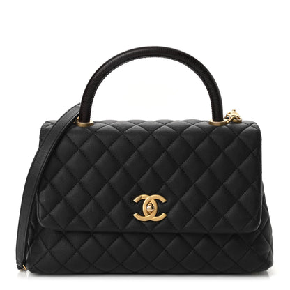 Chanel Caviar Lizard Embossed Quilted Small Coco Handle Flap Black 1 of 11