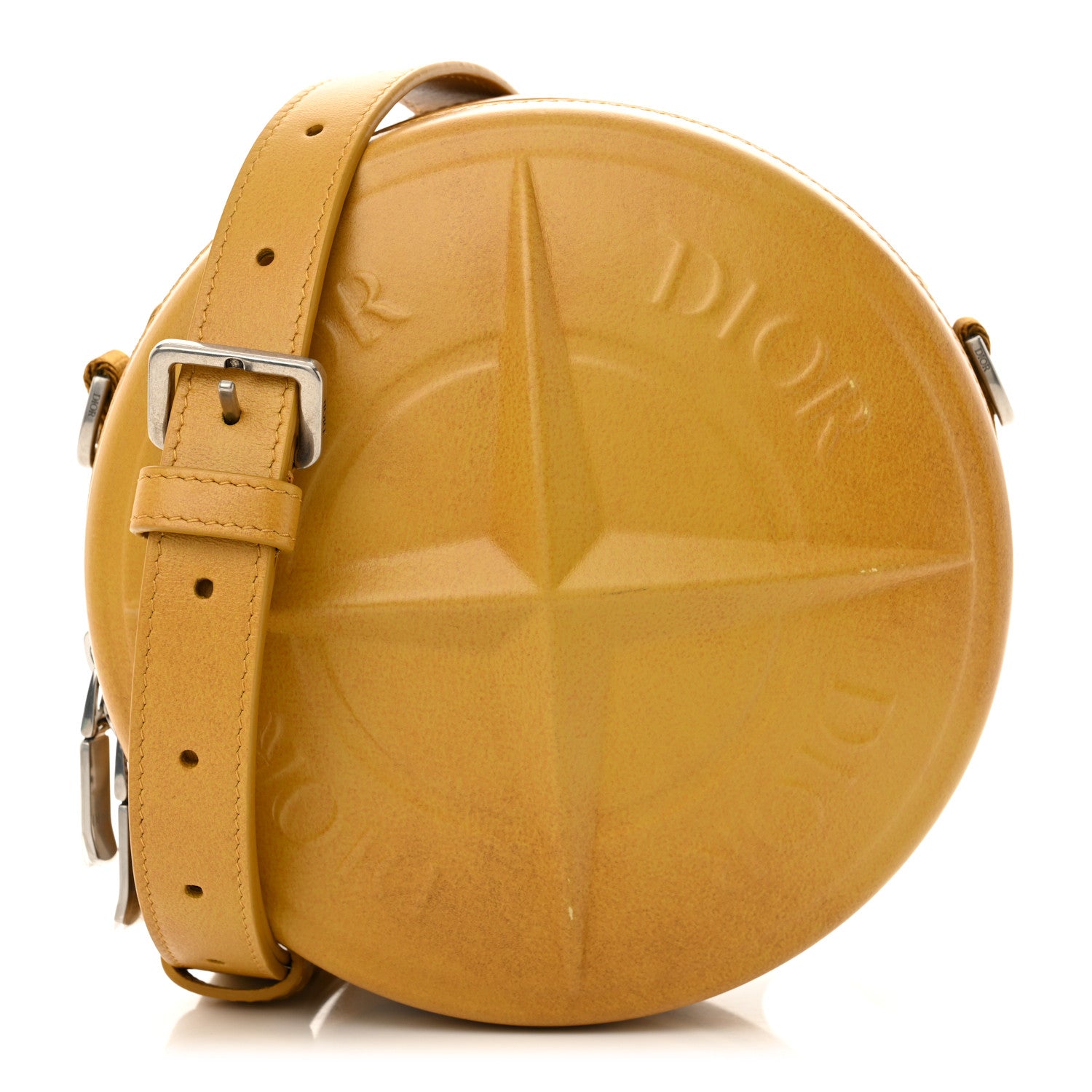 Christian Dior X STONE ISLAND Calfskin Mens Round Bag Tane Gold 1 of 12